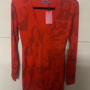 Edikted Vibrant Red Long Sleeve Dress